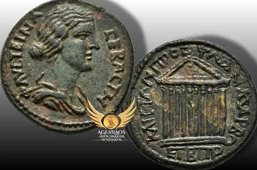 Örnek sikke, Kilikya Bölgesinin önde gelen şehirlerinden Anazarbus'ta, İmparator Marcus Aurelius'un hükümdarlığı döneminde, ölümünden sonra tanrılaştırılan karısı II. Faustina'nın anısına darb edilmiştir. 