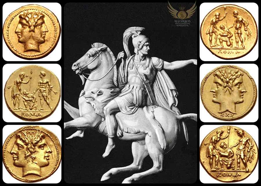 Paylaşmış olduğumuz antik sikke, Roma Cumhuriyeti tarafından darb edilen ilk altın sikke [Stater] olma özelliği yanında Roma tarihinin en umutsuz anlarından birini temsil etmektedir. MÖ 218-203'teki İkinci Pön Savaşı, insan, malzeme ve para açısından düşünülemez yüksek bir maliyetle yürütülmüştür.